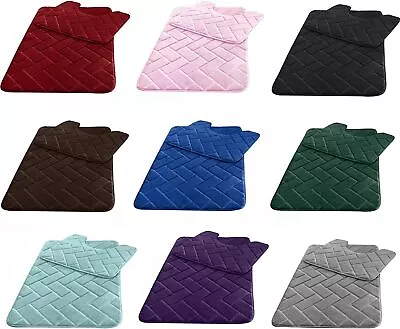 £10.89 • Buy Block Memory Foam Bath Mat 2 Piece Set Non Slip Pedestal And Bath Mat Toilet