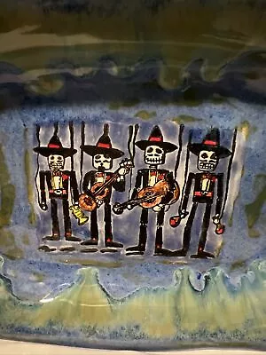 Day Of Dead Mariachi Band LA Pottery Clay Tray Dish Mexican Folk Art • $15