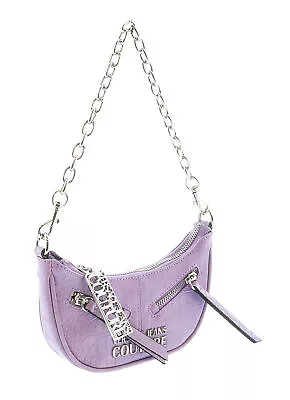 Versace Jeans Couture Lilac Half Moon Croc Embossed Zipper Hobo Bag • $165.99