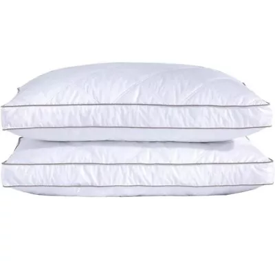 2 Pack Goose Down Feather Bed Pillows 2  Gusseted Queen Standard Size • $49