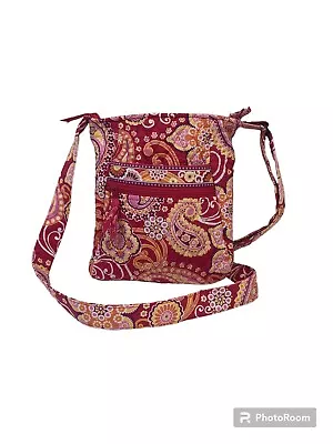 Vera Bradley Hipster In Raspberry Fizz Crossbody Pink Orange Paisley Purse • $19.99