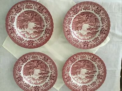 Set Of 4 Vintage Olde Country Castles British Anchor Rimmed Soup Bowls • £40.87