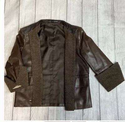 Linda Allard Ellen Tracy 100% Leather Zip Biker Moto Jacket With Tweed Lining. • $56