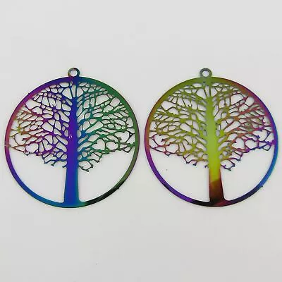 Bulk 6pce Laser Cut Tree Of Life Charm Pendant Earring Component SSteel 43x40mm • $7.95