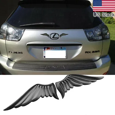 2x Black Metal Angel Wings Auto Car Motorcycle Emblems Badge Decal Sticker • $8.78