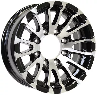 Aluminum Trailer Wheel 16X6 16 X 6 8 Lug 6.5 Center Avalanche Machined Black Rim • $119.97