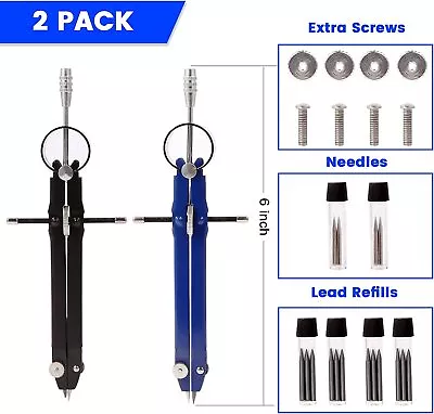 £7.19 • Buy 2x Compass For Geometry Circle Compass Drawing Tool Math, Drafting Measuring
