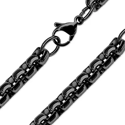 Black Rolo Chain Stainless Steel Round Box Necklace 3mm 15-20-Inch • $15.99