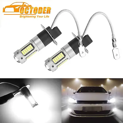 Pair H3 6000K White LED DRL Fog Driving Light Bulbs Conversion Kit Super Bright • $8.48