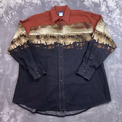 Vintage Wrangler Western Shirt Horses Pearl Snap Button Up Cowboy Size XXL • $40