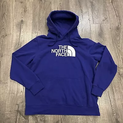 The North Face Hoodie Men's 2XL Purple Blue Pullover Logo Spellout Outdoors • $22.99