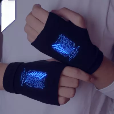 Attack On Titan Anime Fingerless Gloves Luminous Half Finger Keyboard Gloves • $14.76