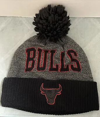 Mitchell And Ness NBA Chicago Bulls Black Out Logo Knit Cuffed Pom Beanie • $14.99