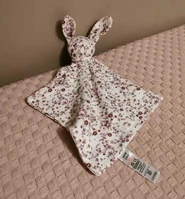 George Asda Cream White Bunny Rabbit Baby Comforter Floral Purple Lilac  Blankie • £7.95