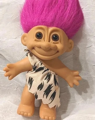 £7.68 • Buy Vtg 90s Troll Russ Cave Man Doll Purple Hair Prehistoric Toy Animal Print 4  Y2K