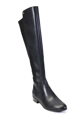 MICHAEL Michael Kors Womens BROMLEY Flat Leather Ponte Tall Boots Black Size 9 • $126