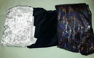 Velvet / Sparkle Material 3 X Fabric Value Bundle - White/Black.Free Postage /21 • £11