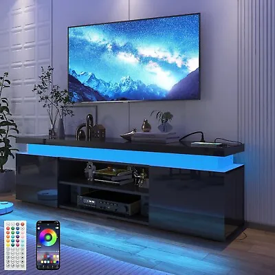 66 /75  Modern High Gloss LED TV Stand Entertainment Center For 75 /85  TV • $189.99