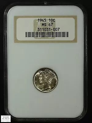 1945 Mercury Silver Dime 10C Old Fatty Holder NGC MS 67 • $80