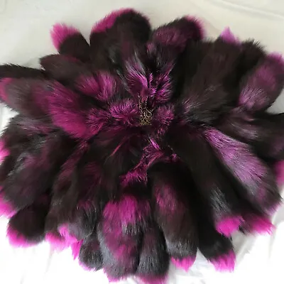 5pcs/lot Hot Pink Rose Red Real Fox Tail Fur Tail Keychain Tassel Bag Charm • $30