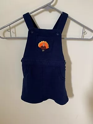 Carters Thanksgiving Turkey 12 Month Girls Dress Jumper Ruffle Navy Blue • $9.95