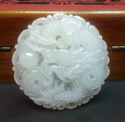 Natural White Jade Dragon Shape Pendant Afghanistan Jewellery Amulet Engraving • £4.79