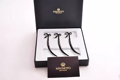 MIKIMOTO Akoya Pearl Silver Tone Swizzle Stick 3 Pieces With Paper And Own Box. • $136.55