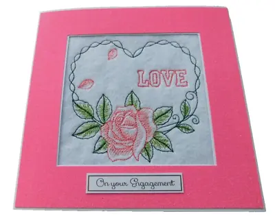 Complete Handmade Machine Embroidered Engagement Card • £4