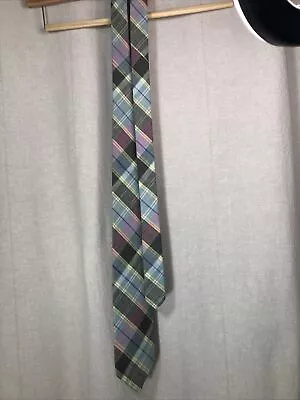 ROBERT TALBOTT  Hand Sewn Necktie Tie Madras Cotton Multicolo Plaid 3.25x57 • $14