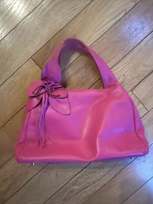 Paolo Masi Italy Soft Leather Handbag Purse With Flower Accent In Barbie Pink • $45