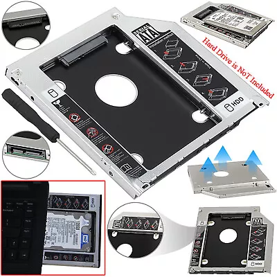 For 9.5mm Universal SATA 2nd HDD SSD Hard Drive Caddy Case Laptop CD / DVD-ROM • £3.99