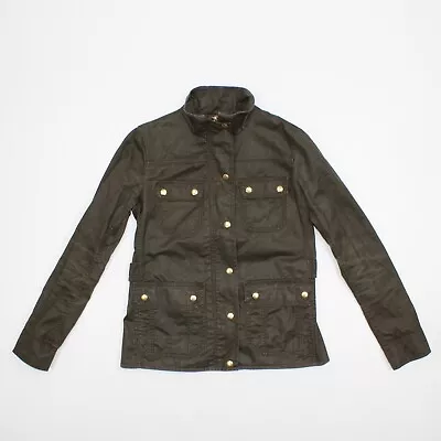 J Crew Jacket Womens Size XS Green Waxed The Downtown Field Military Army Preppy • $29.99