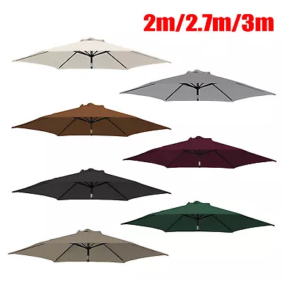 Replacement Fabric Parasol Garden Canopy 2.5m 2.7m 3m Cover 6 Or 8 Arm UK NEW • £5.99