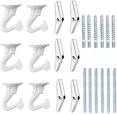 6 Sets White Ceiling Hooks For Hanging Plant Heavy Duty Swag Toggle Hooks With • $12.60