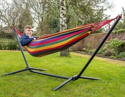Hammock Outdoor Garden Patio Lounge Camping Bed Heavy Duty Stand Frame Swinging • £8.99