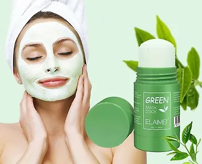 Green Tea Mask Stick Facial Cleansing Oil Acne Blackhead Control Deep Clean Pore • £4.38