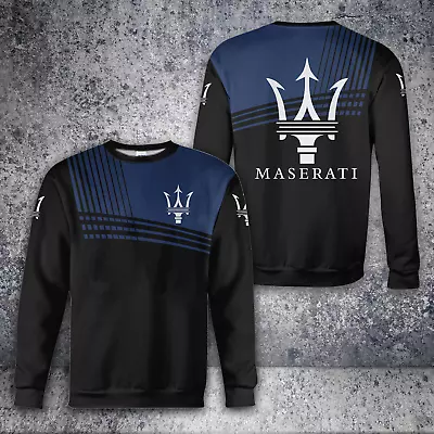 Personalized MASERATI Logo Racing Black Long Sleeve Shirt S-5XL Best Price • $30.90