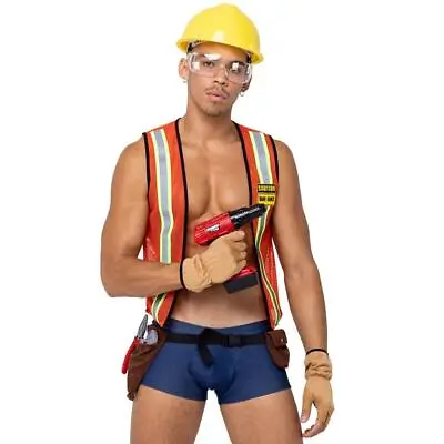 Construction Worker Costume Set Safety Reflective Vest Tool Belt Hard Hat 6195 • $67.99