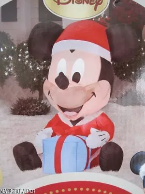 Gemmy Airblown Holiday Mickey Mouse~gift~lighted Inflatable~4 Ft~nib • $64.91