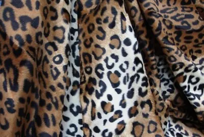 Brown Leopard Velboa Upholstery Fabric Per Yard 60” Wide • $14.95