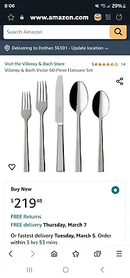 Villeroy & Boch Victor 60-Piece Flatware Set • $199.99