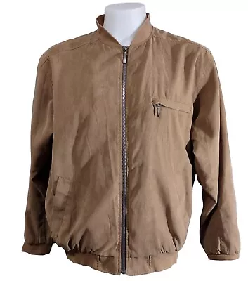 Bomber Jacket Norm Thompson Suede Adult Mens Large Full Zip Out & Inside Pockets • $25.87