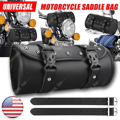 Motorcycle Front Fork Tool Bag Pouch Storage Luggage SaddleBag Leather Handlebar • $9.99