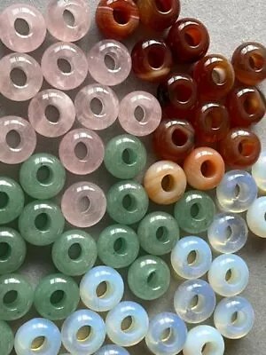 European Large Hole Beads Rondelle.Agate Green Aventurine Opalite Rose Quartz 5p • $5.30