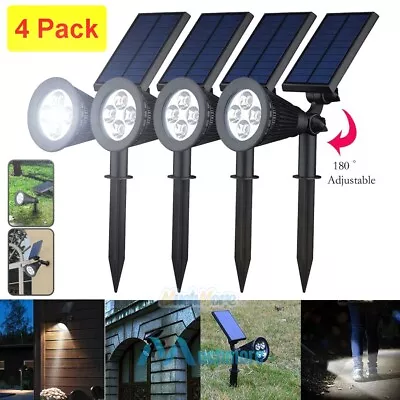 4x 4 LED Solar Power Spot Stake Light Outdoor Garden Wall Lamp 6000K Pure White • $62.99