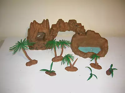 Vintage 1960s Marx Prehistoric Playset Rock Terrain Cave Palm Trees Lot !! • $74.99