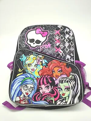 Monster High Backpack Bookbag Reflector Strips Bottle Holder Adjustable  • $25