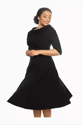 Black Vintage 1950s Dress Lindy Bop Jackie O Inspired 1960s Swing BNWT Size 12 • £20.49