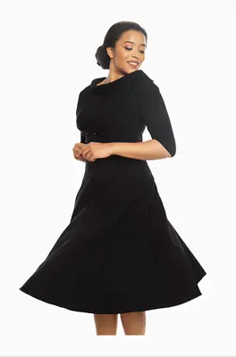 £14.99 • Buy Lindy Bop 'Marla' Classy Jackie O Black Jersey 50s 60s Swing Dress BNWT Size 12