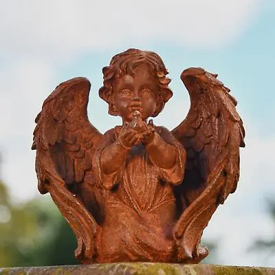 £84.15 • Buy Rustic Cast Iron Winged Angel & Dove Sculpture